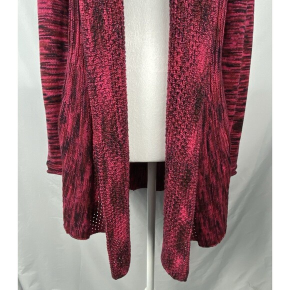 NY Collection Cardigan Sweater Womens S Pink Black Cotton Open Front Soft Grunge - Picture 3 of 15